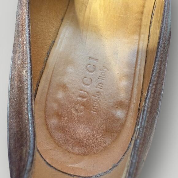 Gucci Men’s Brown Leather Loafers 9.5  Vintage Dress Shoes Classic Slip-On - Picture 7 of 13